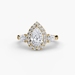 Three-Stone Ring with Halo