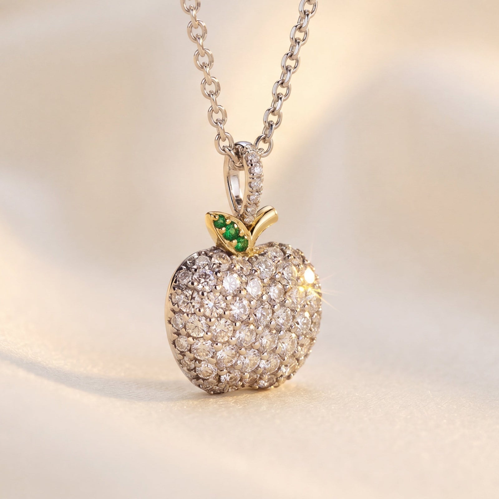 18 Carat gold pendant with pave set diamonds Apple design