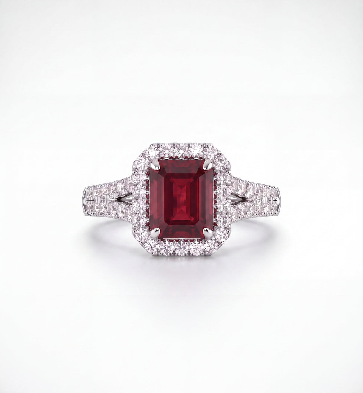 Ruby and Diamond Cluster Ring