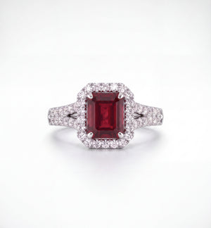 Ruby and Diamond Cluster Ring