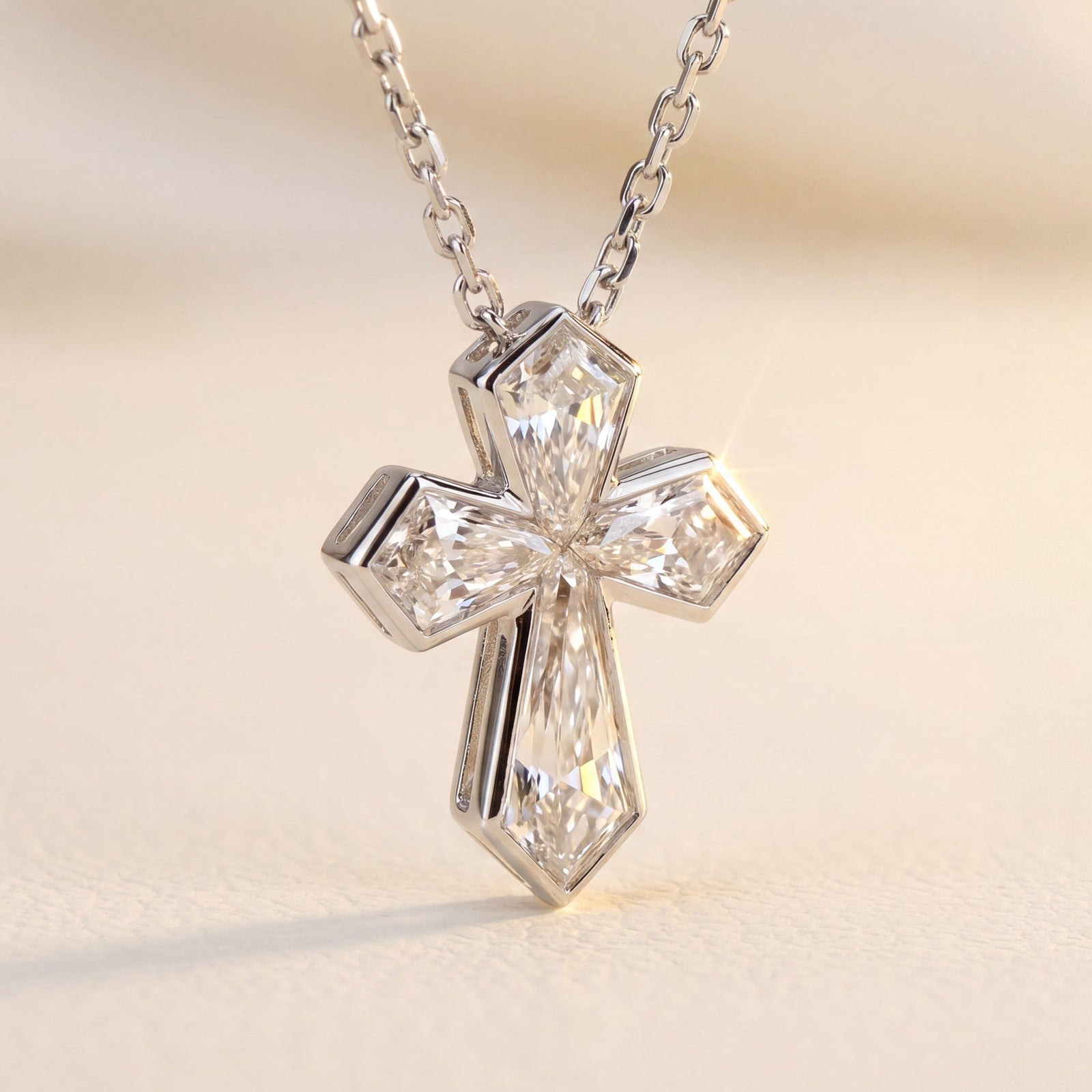 Diamond Cross in platinum with chain