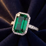Emerald and Diamond Halo Ring
