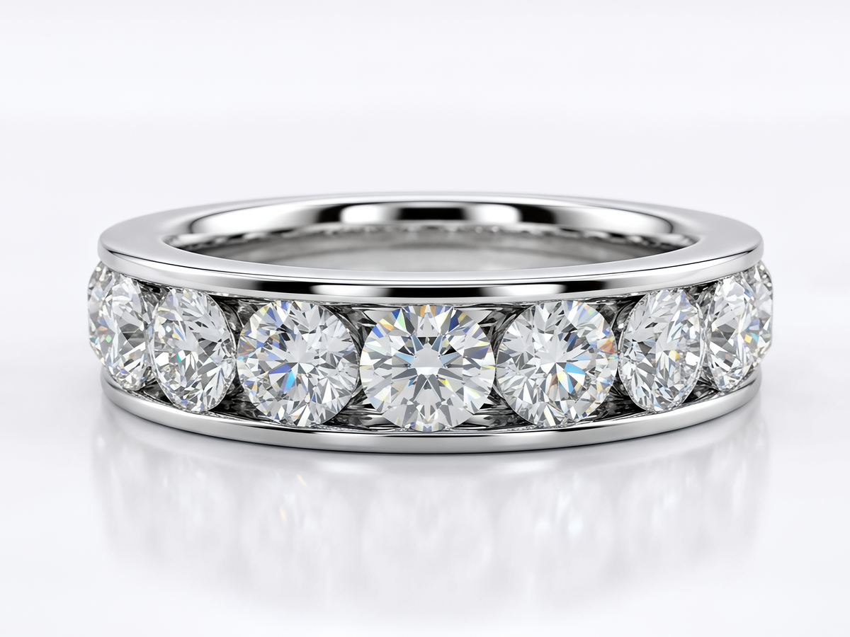 Eternity ring round brilliant cut channel set