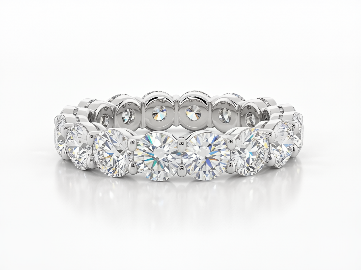 Eternity ring round diamonds classic claw
