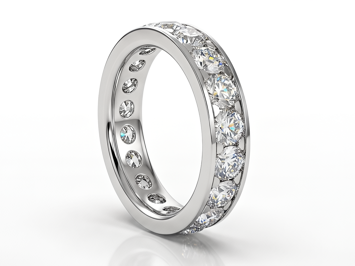 Eternity ring round brilliant cut channel set
