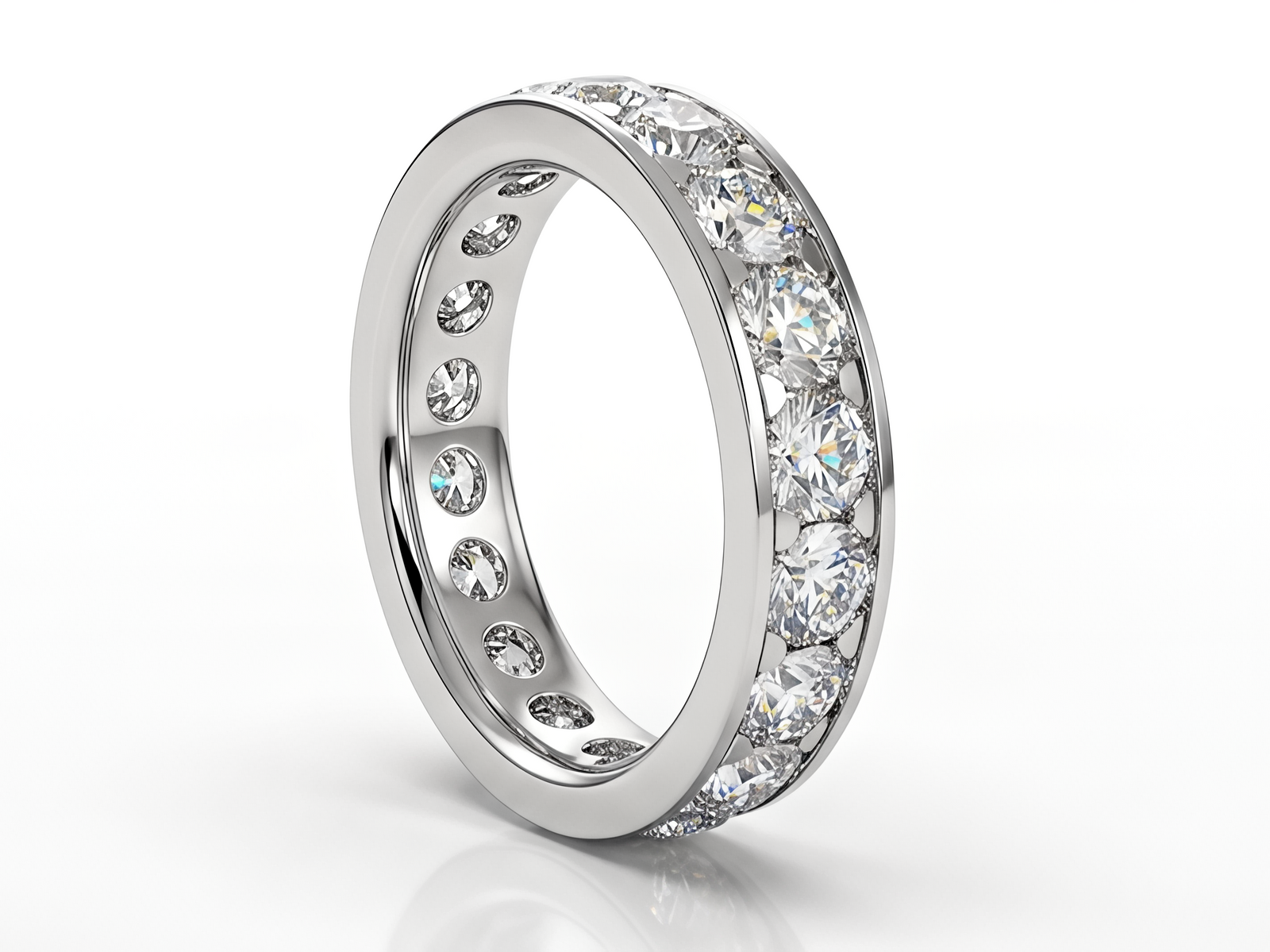 Eternity ring round brilliant cut channel set