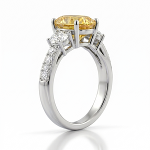 Fancy Yellow Diamond Three-Stone Ring