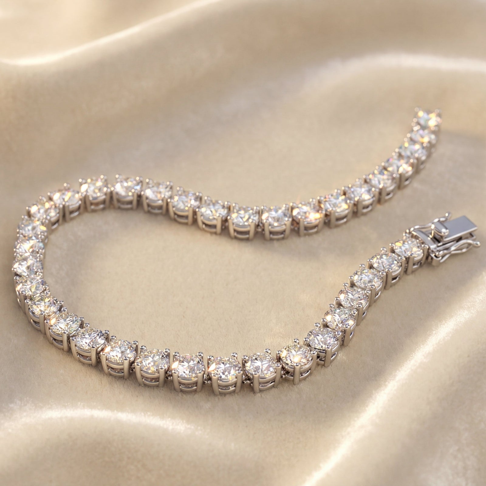 18ct Whiter gold tennis bracelet with round brilliant cut diamonds
