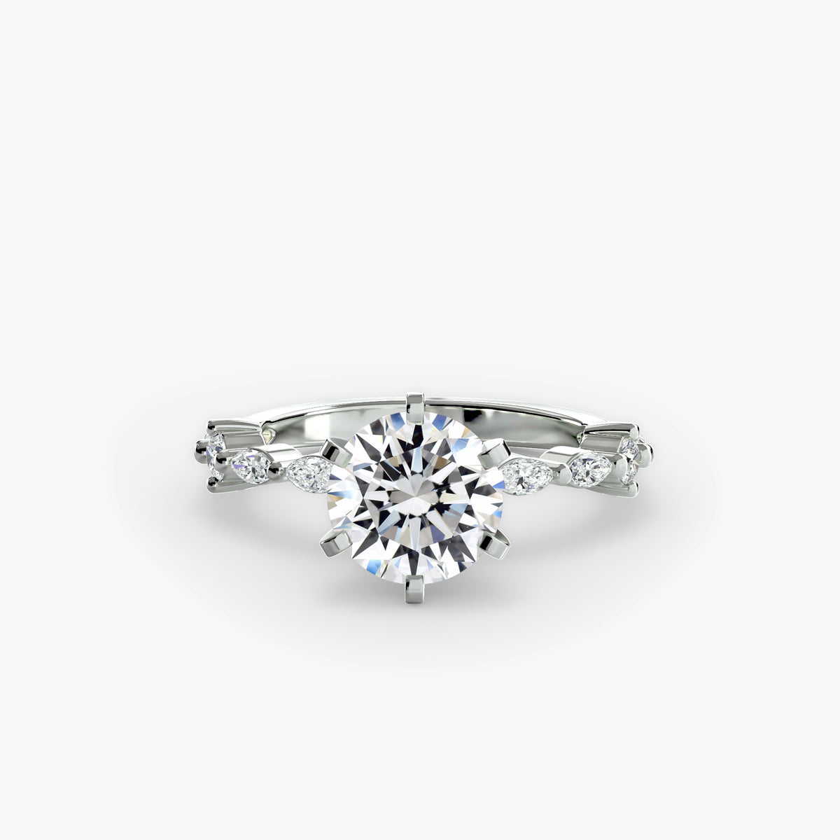 Solitaire with eternity pavé - classic engagement ring featuring a single diamond with an eternity pavé diamond band