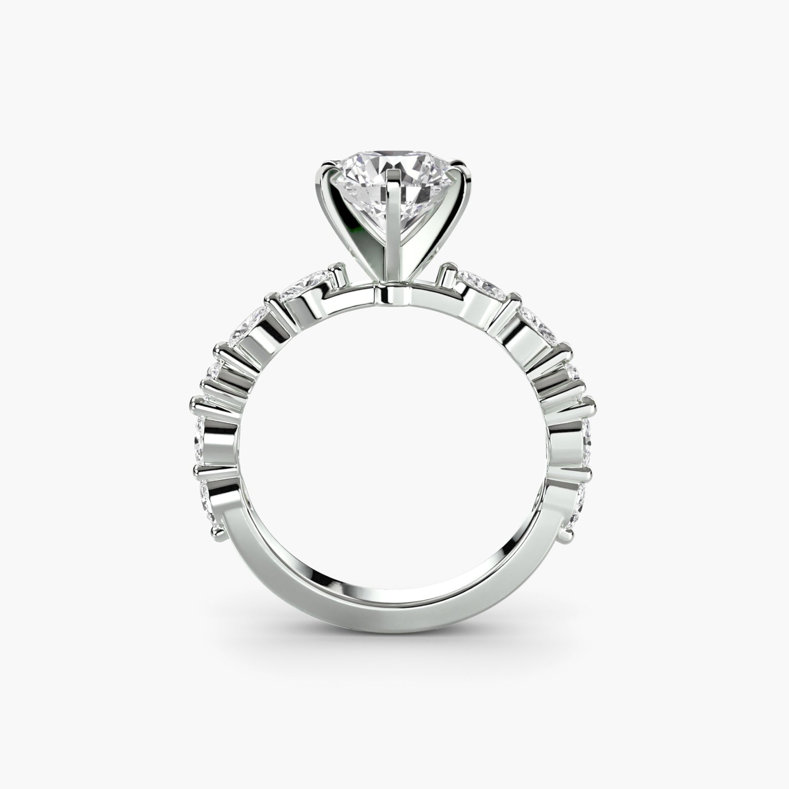 Solitaire with eternity pavé - classic engagement ring featuring a single diamond with an eternity pavé diamond band