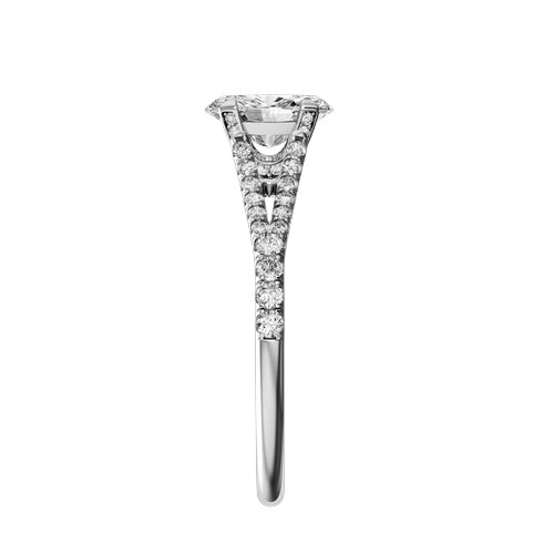 Oval Natural Diamond Bridal Ring — side