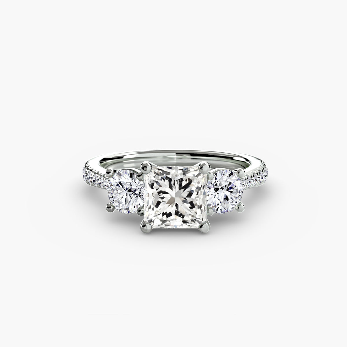 Three-Stone with Pavé Band