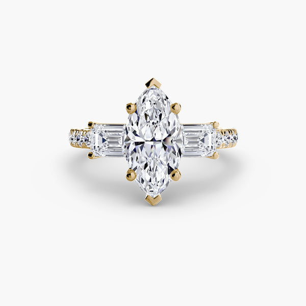 Three-Stone Ring with Pavé Band 4
