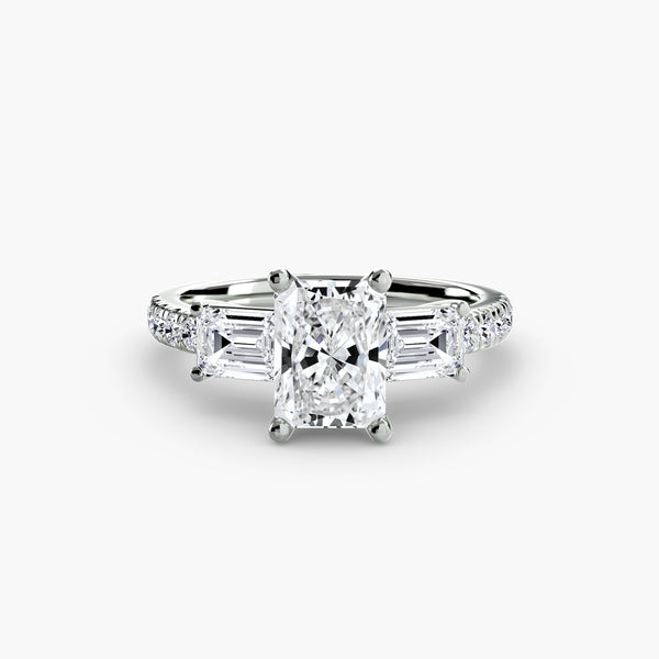 Three-Stone Ring with Pavé Band 4