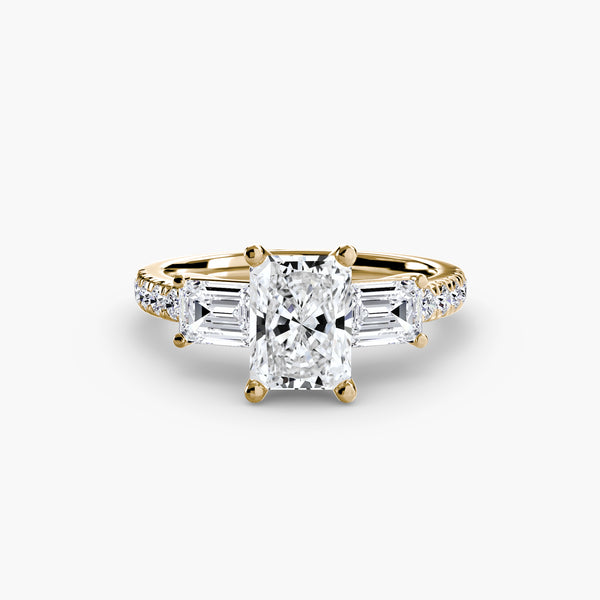 Three-Stone Ring with Pavé Band 4