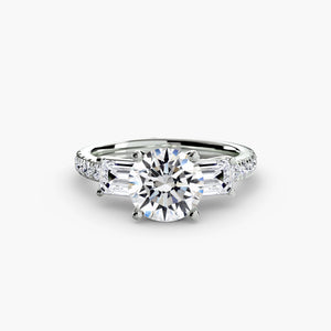 Three-stone ring with pavé band 4 - classic engagement ring featuring three diamonds with pavé detailing on the band for added brilliance