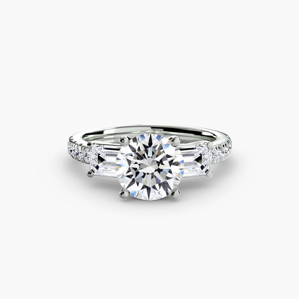 Three-stone ring with pavé band 4 - classic engagement ring featuring three diamonds with pavé detailing on the band for added brilliance