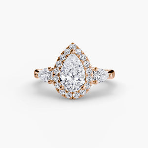 Three-Stone Ring with Halo