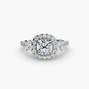 Three-Stone Ring with Halo 2