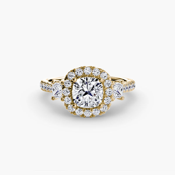 Three-Stone Ring with Halo 2