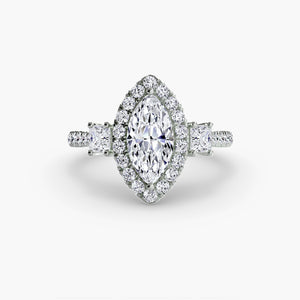 Three-Stone Ring with Halo 2