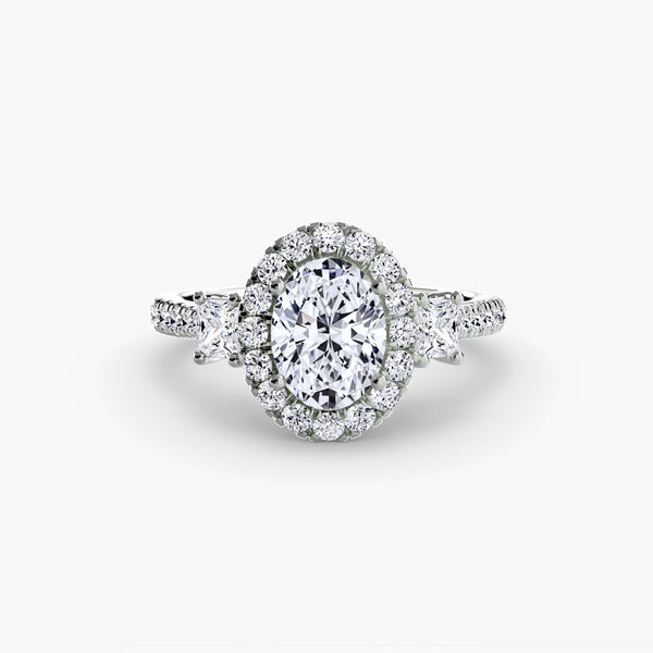 Three-Stone Ring with Halo 2