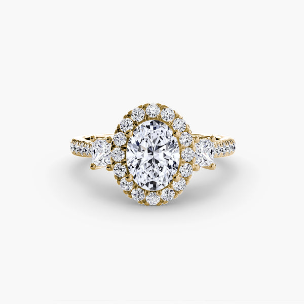 Three-Stone Ring with Halo 2