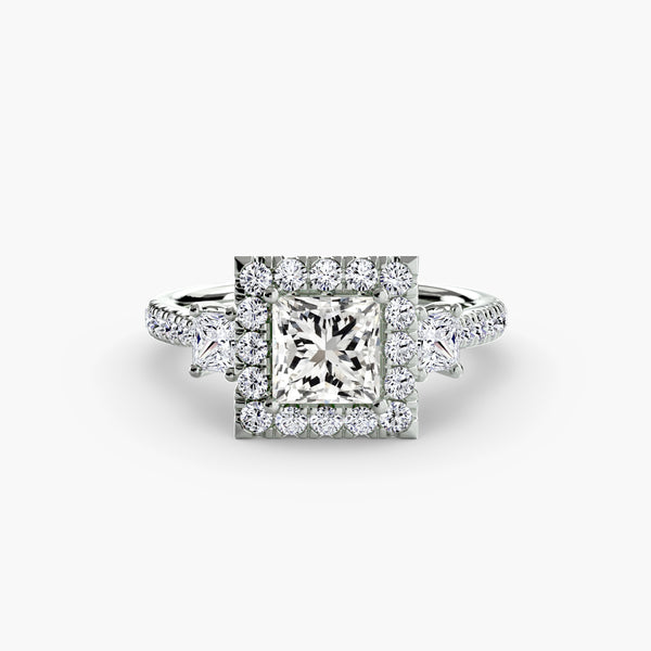 Three-Stone Ring with Halo 2
