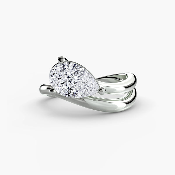 The Pear Wave Ring, a made-to-order diamond engagement ring from Hatton Garden Bespoke Jewellery