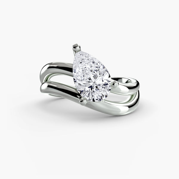 The Crossover Wave Ring, a made-to-order diamond engagement ring from Hatton Garden Bespoke Jewellery