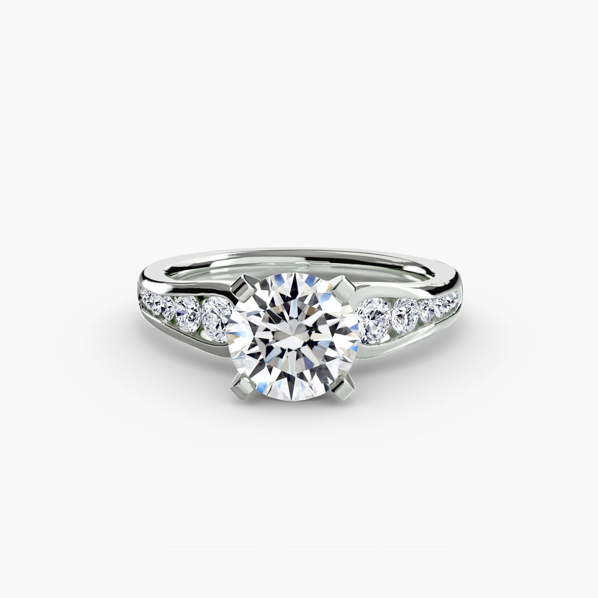 Solitaire with pavé 2 - classic engagement ring featuring a central diamond with pavé diamond accents on the band for added brilliance