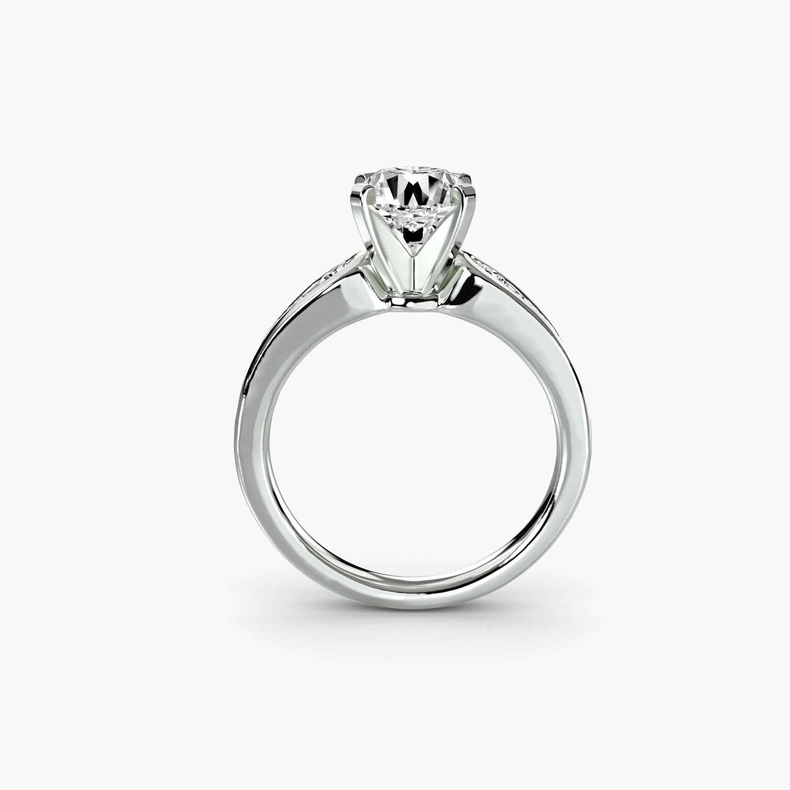 Solitaire with pavé 2 - classic engagement ring featuring a central diamond with pavé diamond accents on the band for added brilliance