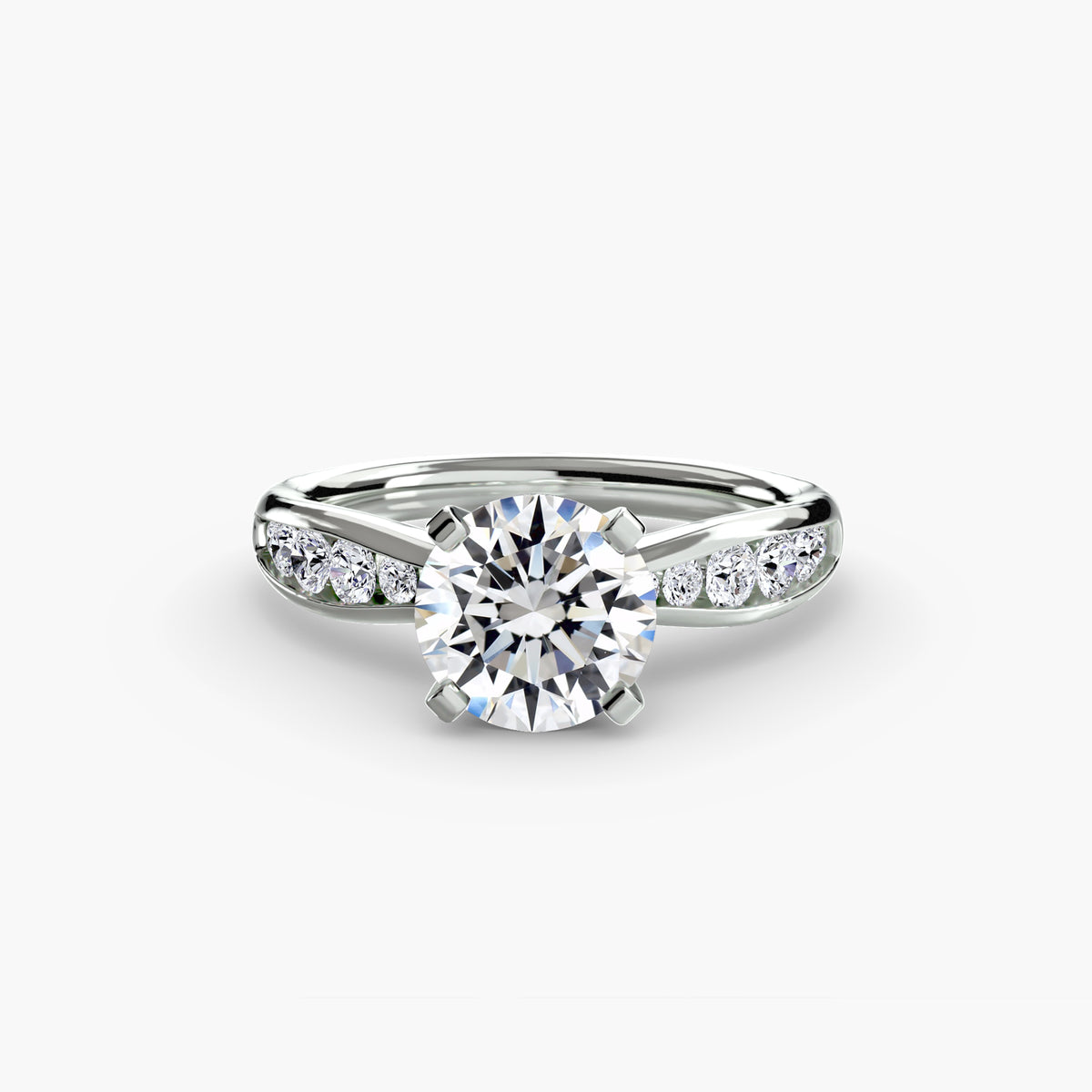 Solitaire with pavé 3 - elegant engagement ring featuring a central diamond with pavé diamond detailing on the band for extra sparkle