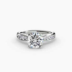 Solitaire with pavé 3 - elegant engagement ring featuring a central diamond with pavé diamond detailing on the band for extra sparkle