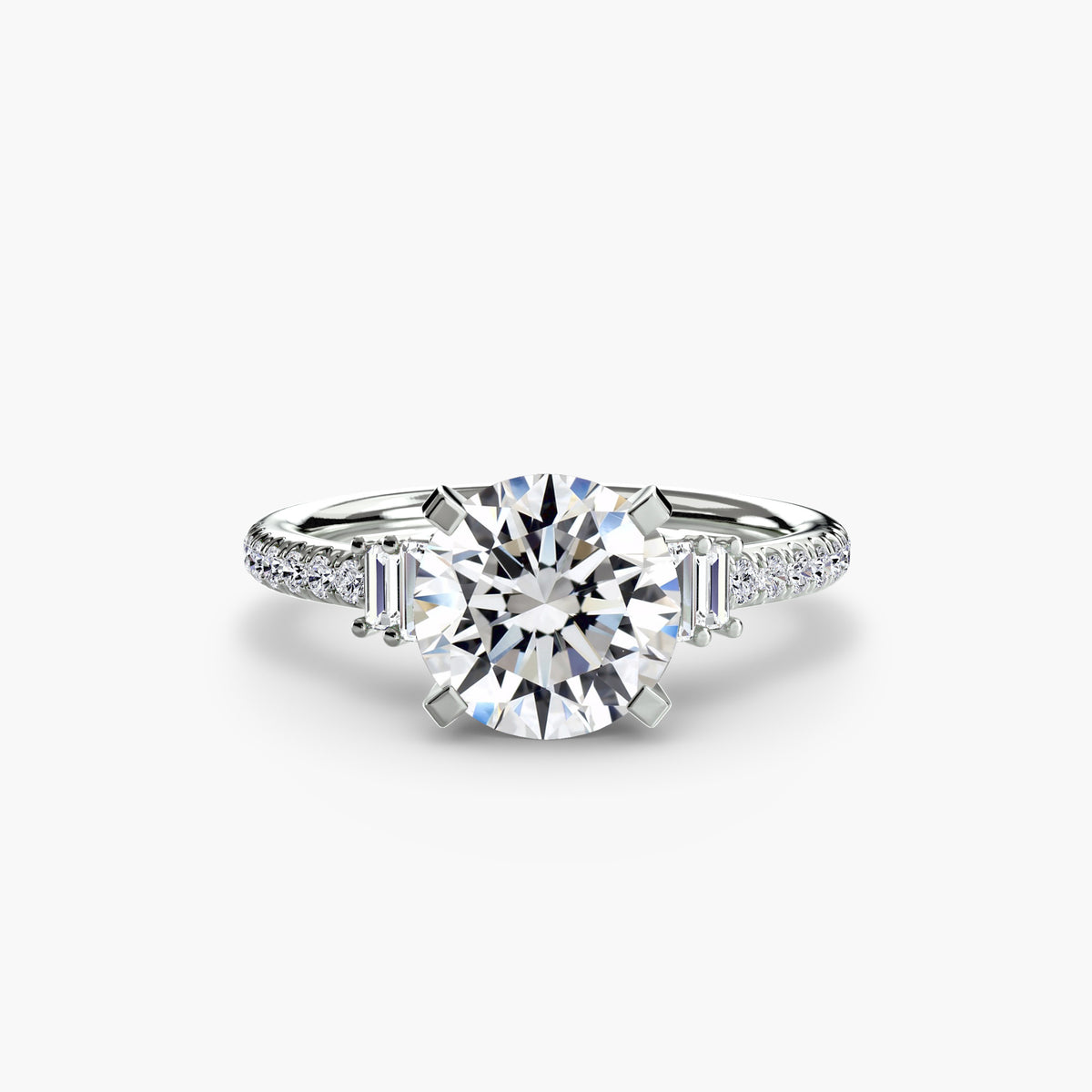 Solitaire with pavé 4 - classic engagement ring featuring a central diamond with pavé diamond detailing on the band for added sparkle