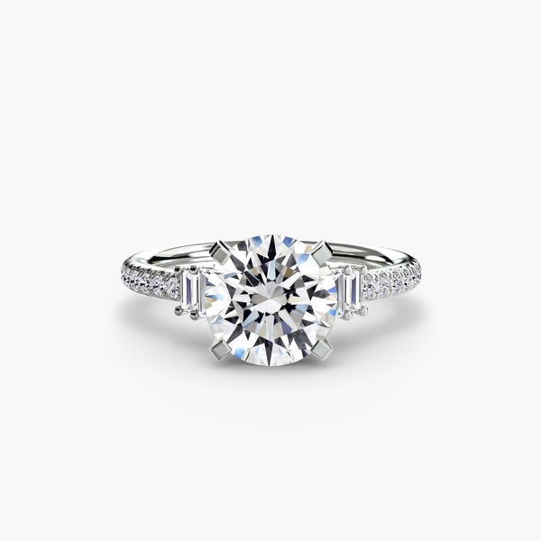 Solitaire with pavé 4 - classic engagement ring featuring a central diamond with pavé diamond detailing on the band for added sparkle