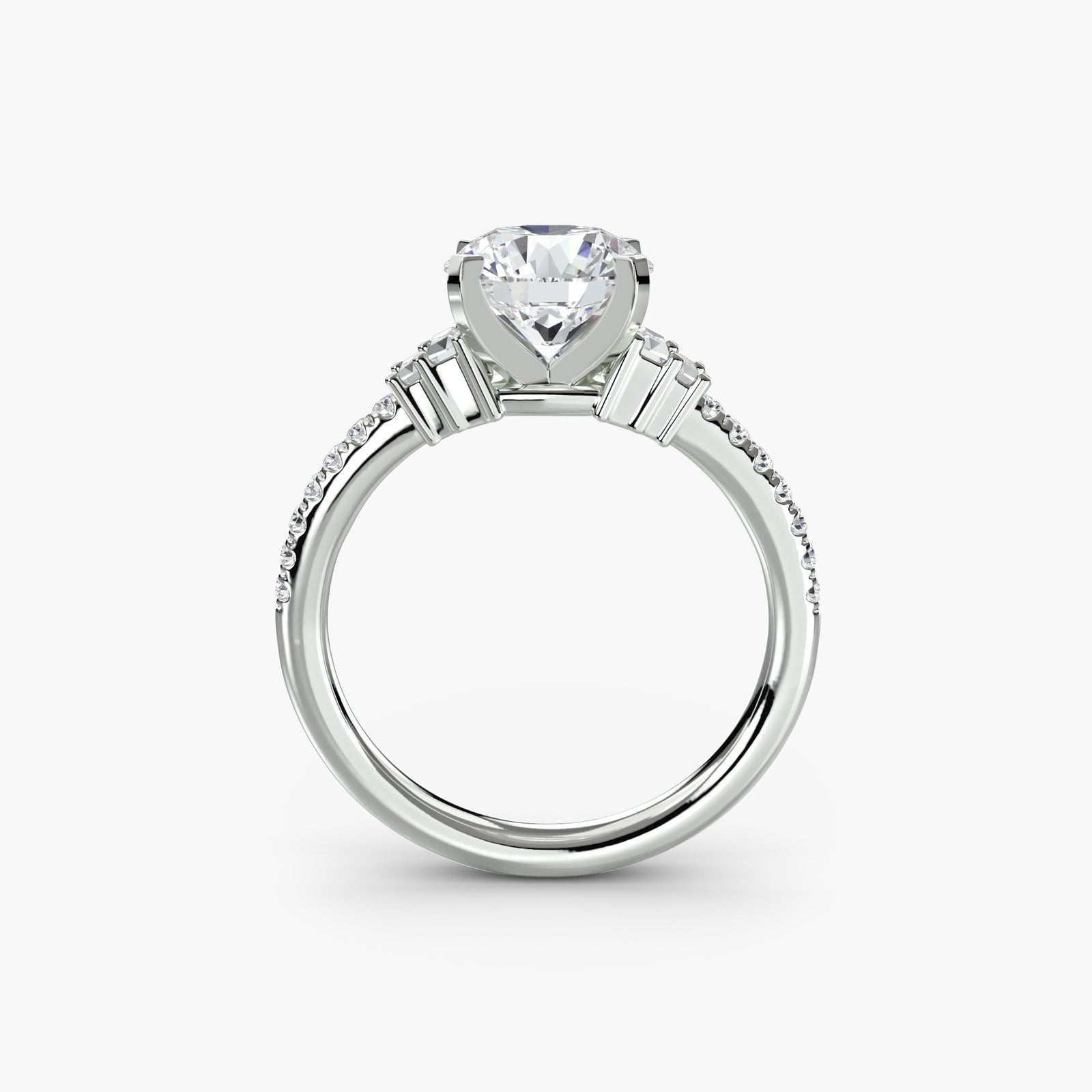 Solitaire with pavé 4 - classic engagement ring featuring a central diamond with pavé diamond detailing on the band for added sparkle