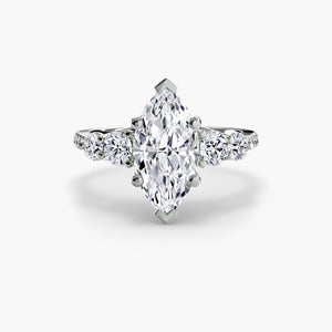 Five Stone Ring with Pavé Band