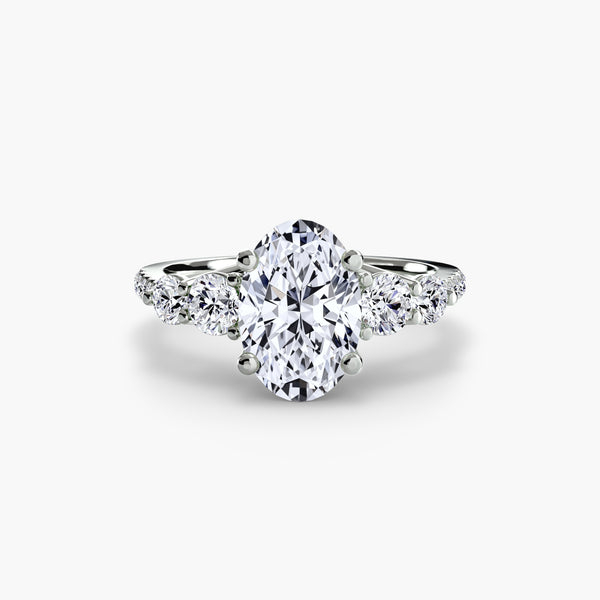 Five Stone Ring with Pavé Band