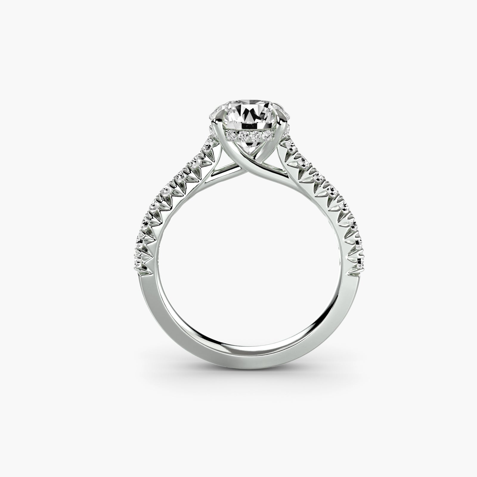 Solitaire with pavé 5 - timeless engagement ring featuring a single diamond with pavé diamond detailing on the band