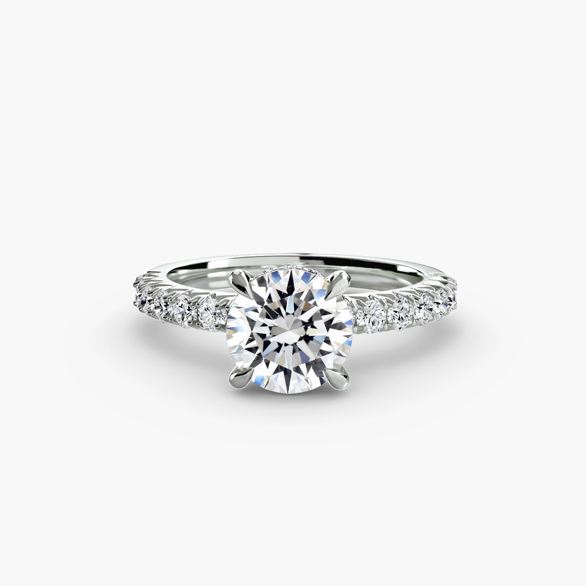 Solitaire with pavé 6 - classic engagement ring featuring a central diamond with pavé diamond accents on the band