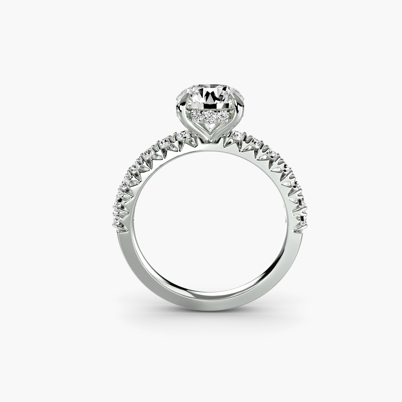 Solitaire with pavé 6 - classic engagement ring featuring a central diamond with pavé diamond accents on the band