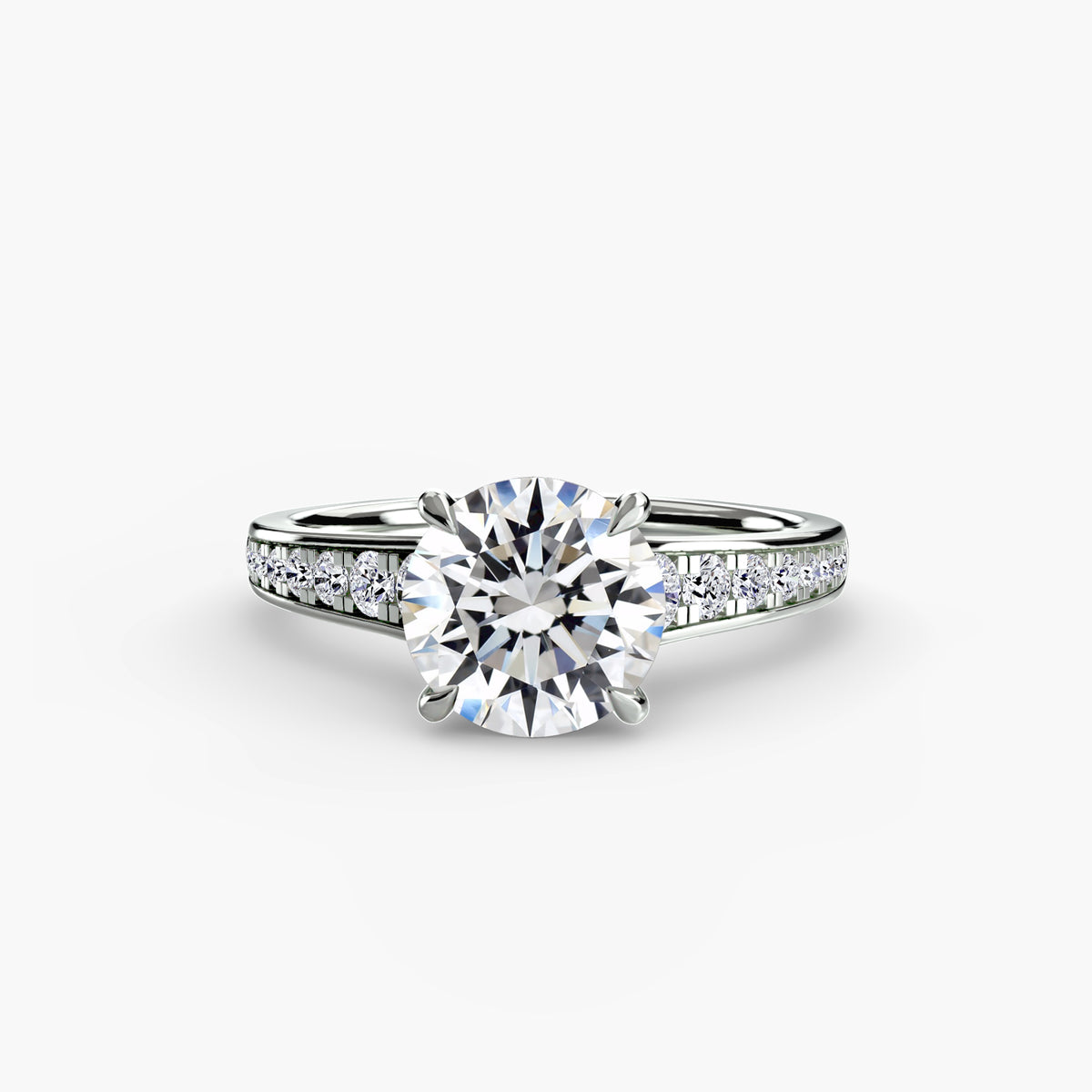 Solitaire with pavé 7 - elegant engagement ring featuring a single diamond with pavé diamond detailing on the band