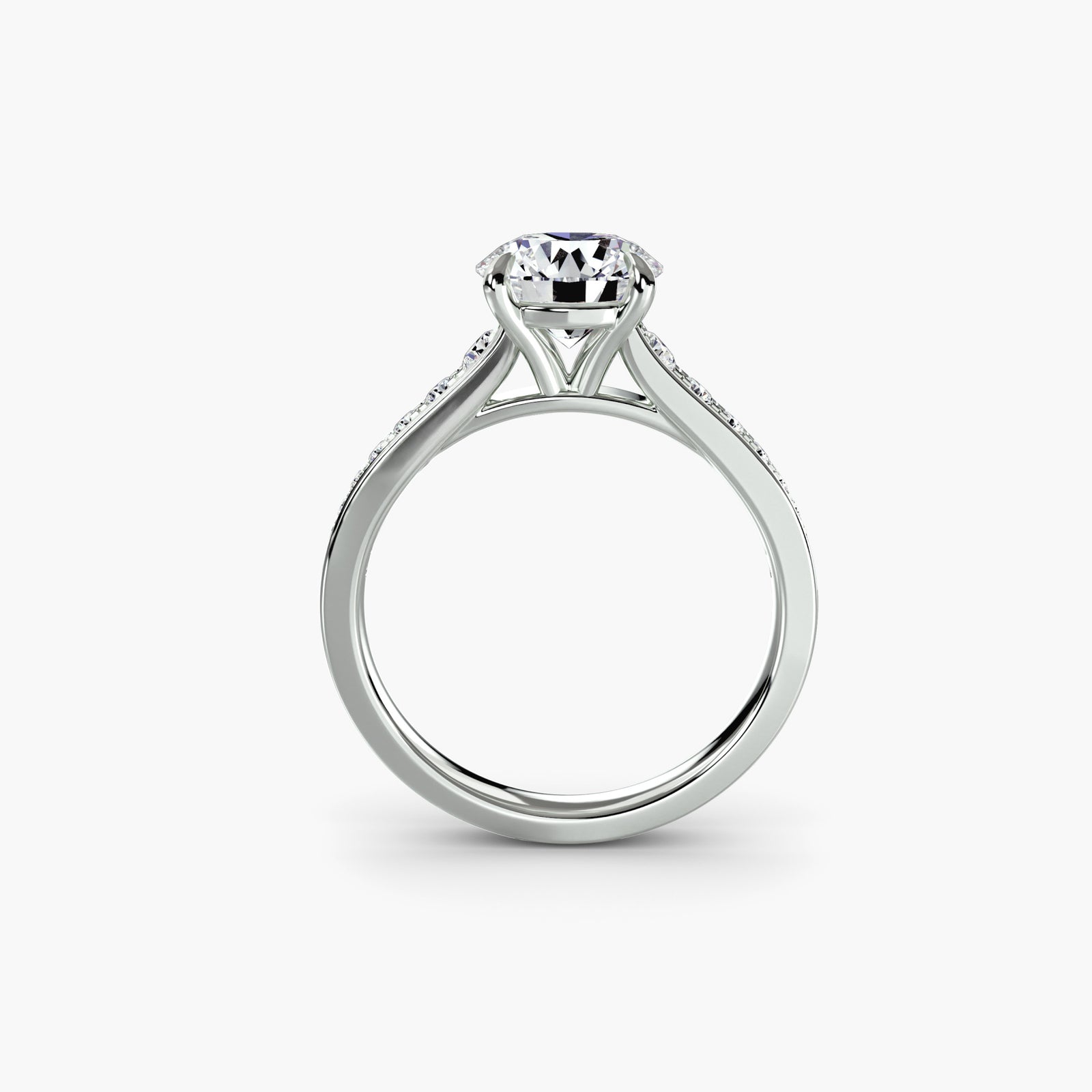Solitaire with pavé 7 - elegant engagement ring featuring a single diamond with pavé diamond detailing on the band