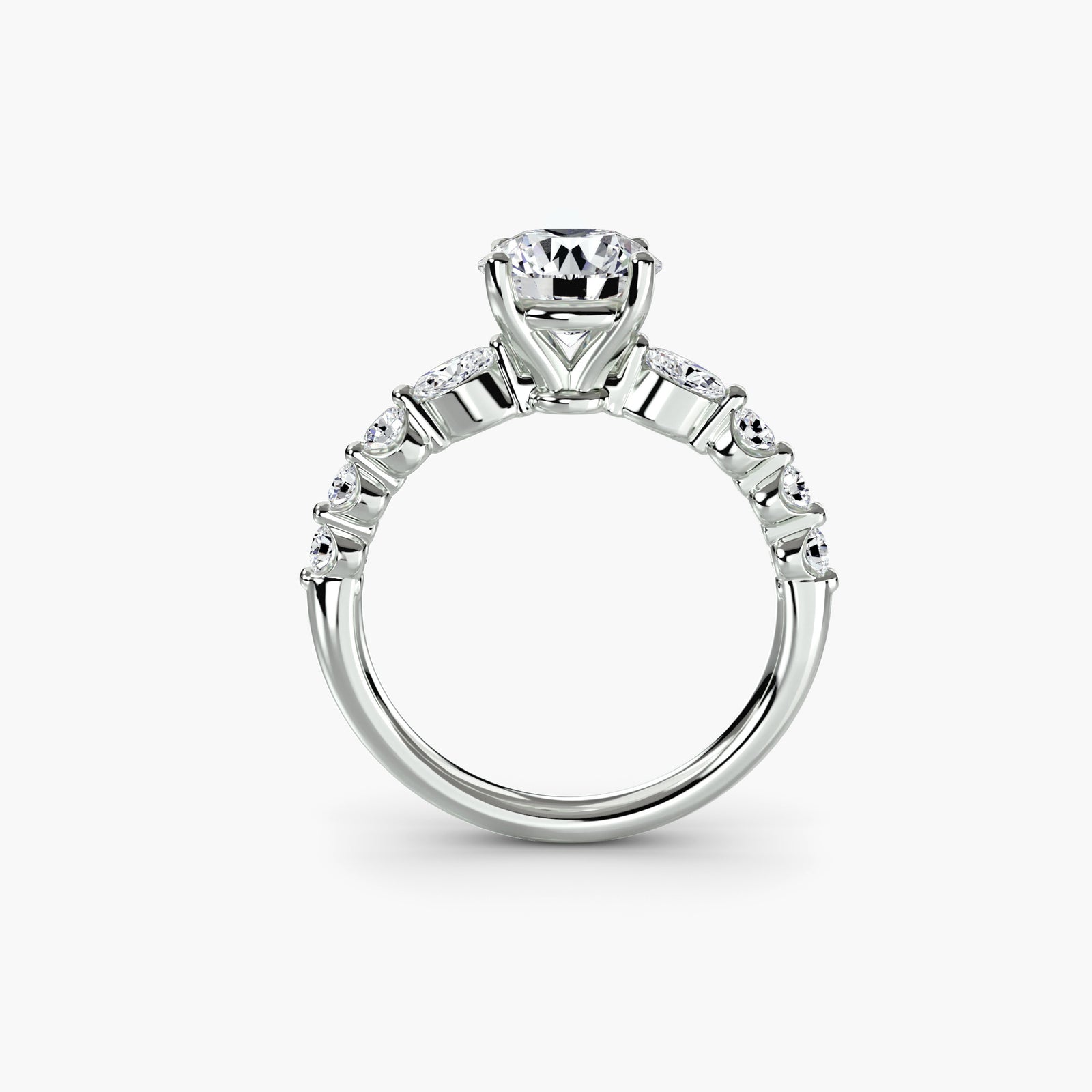 The Tiered Accent Ring - elegant design featuring a central diamond with tiered accent diamonds on the band for a sophisticated look