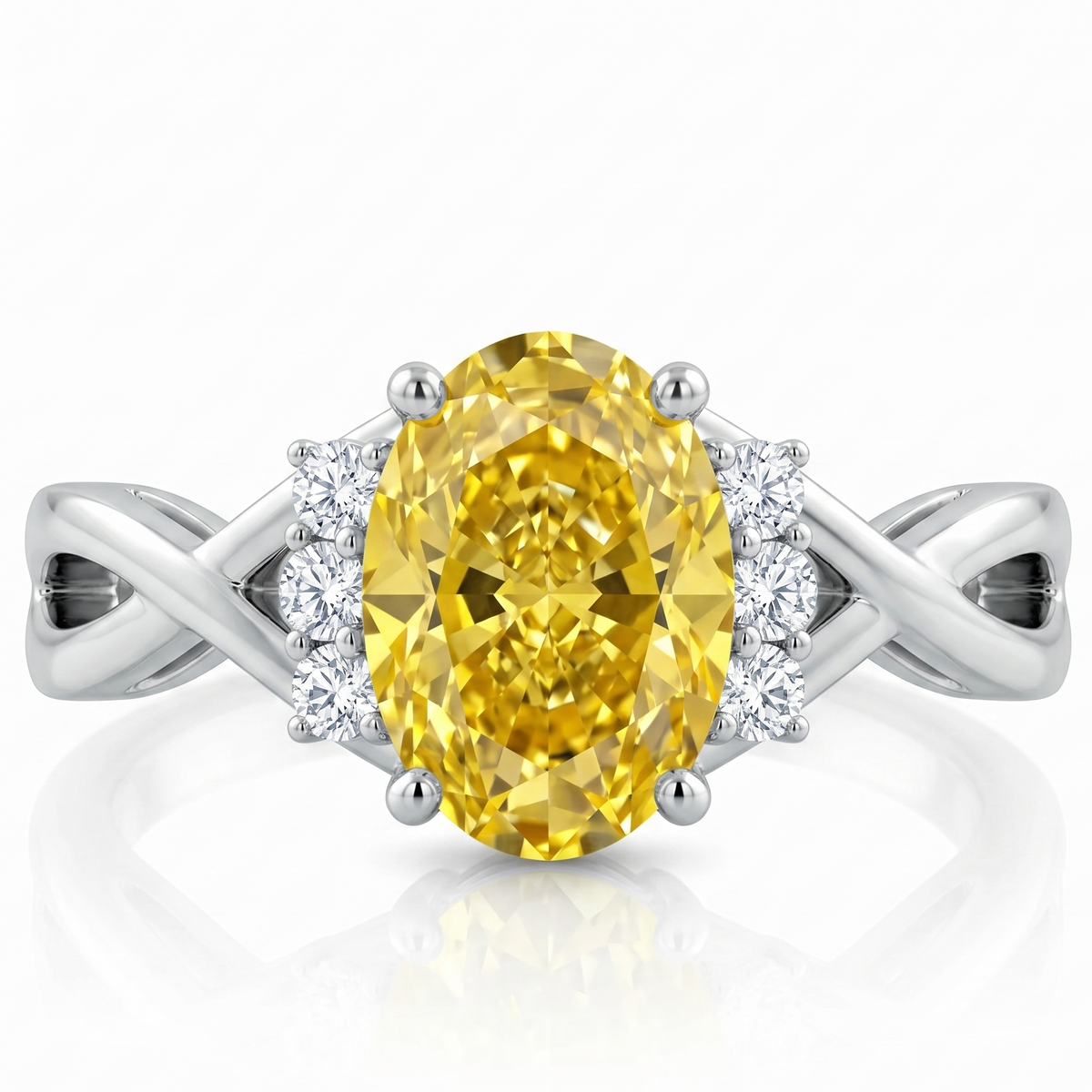 Fancy Yellow Diamond  Serpentine Solitaire Ring