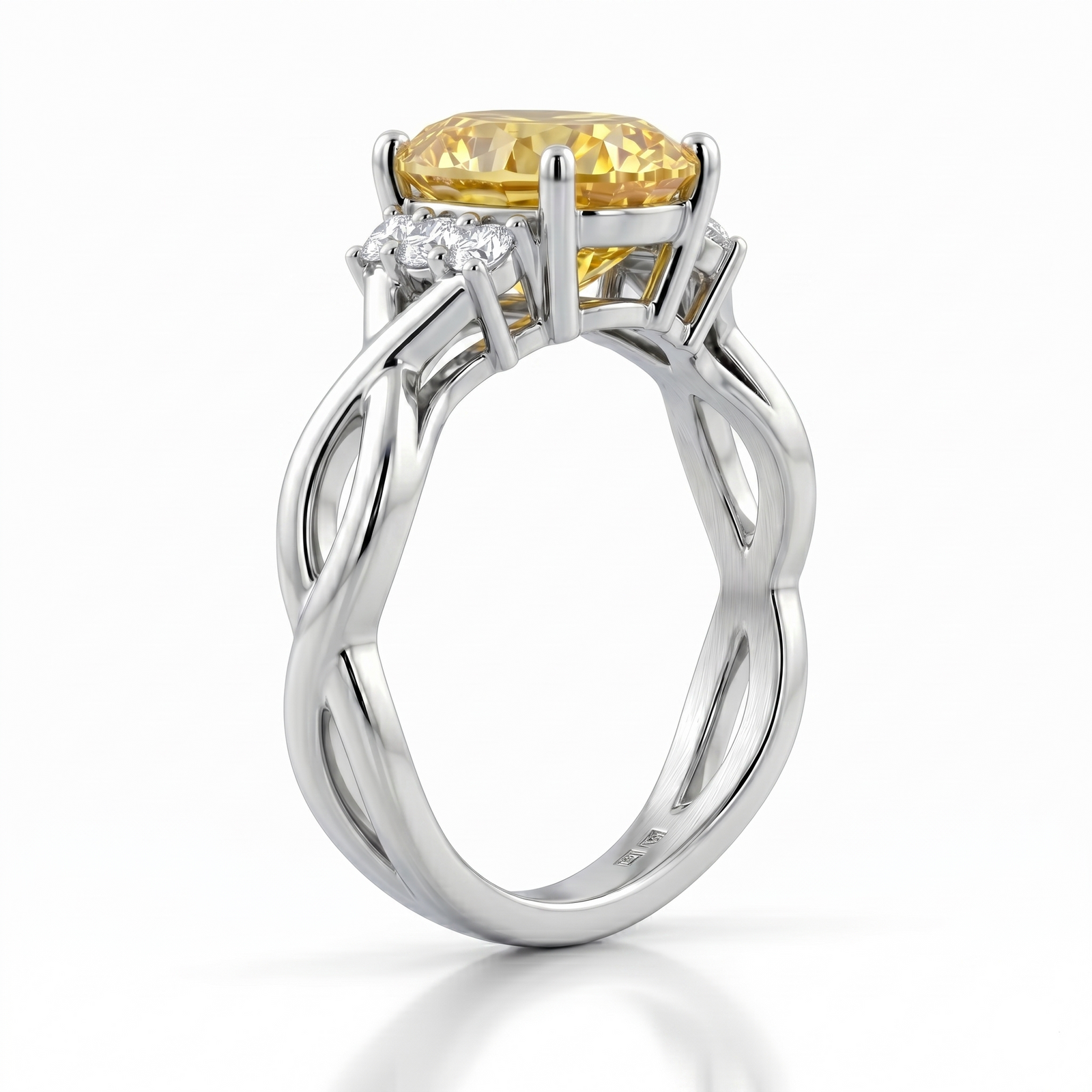 Fancy Yellow Diamond  Serpentine Solitaire Ring