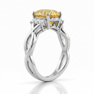 Fancy Yellow Diamond  Serpentine Solitaire Ring