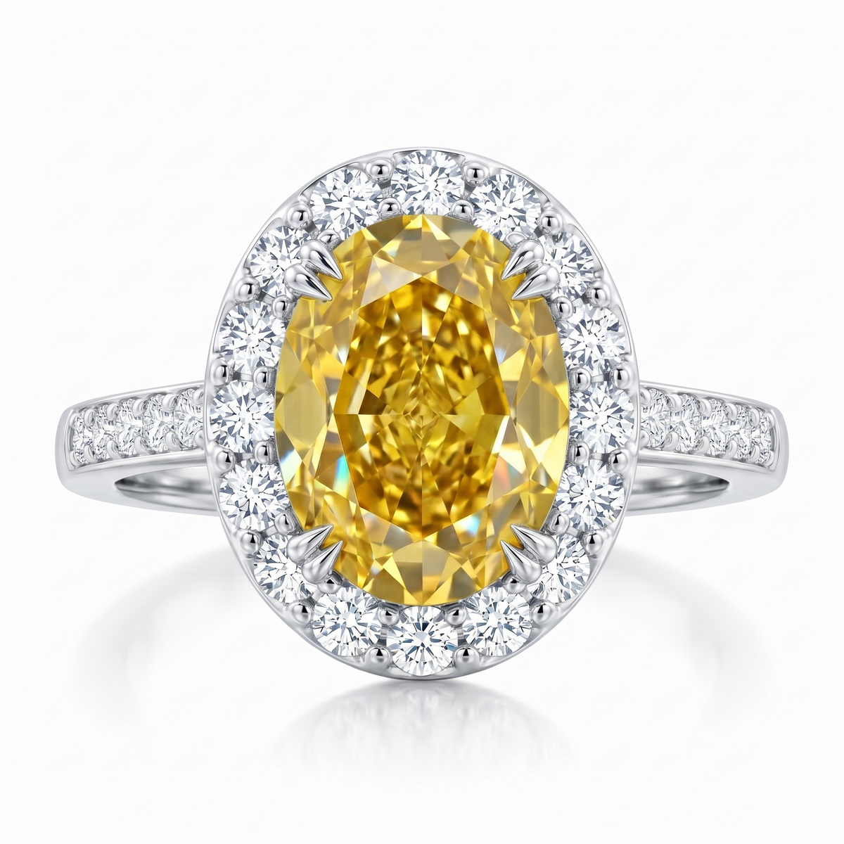 Fancy Yellow Diamond cluster Ring