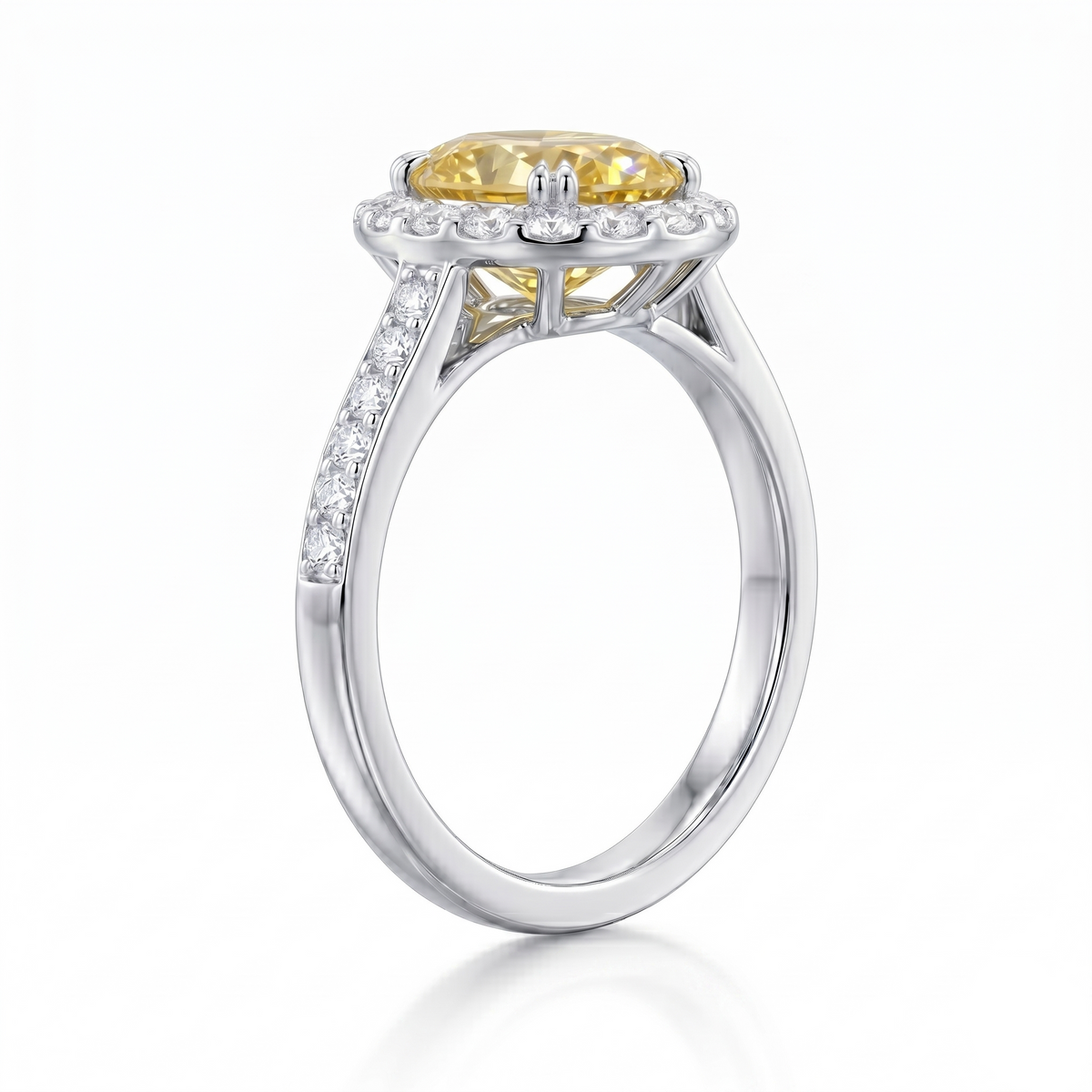 Fancy Yellow Diamond cluster Ring